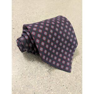 Filene's Bert Pulitzer Necktie Men's 55x4 Inch  Navy Blue Floral Pattern